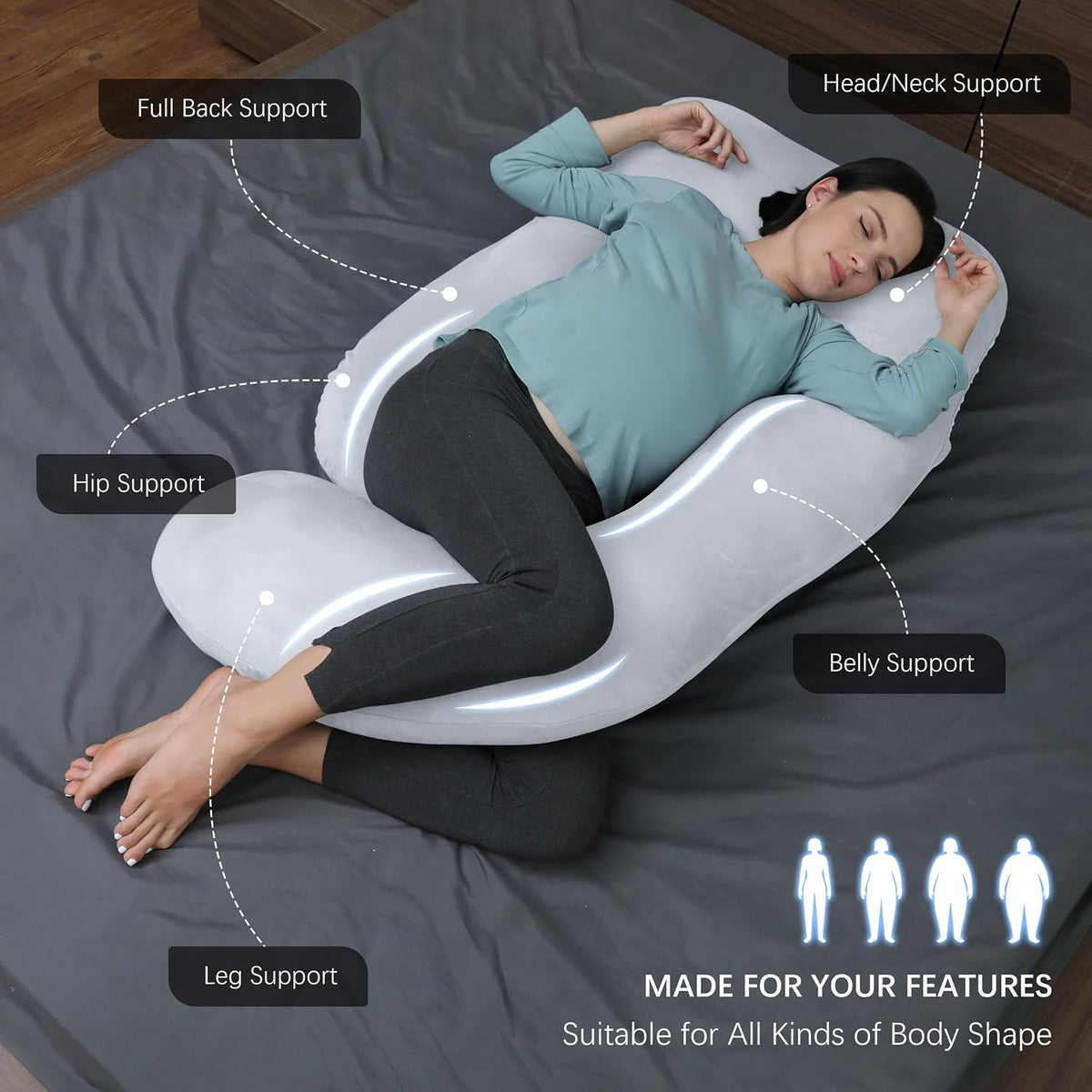 MOON PARK - Almohadas de embarazo y maternidad de cuerpo completo p...