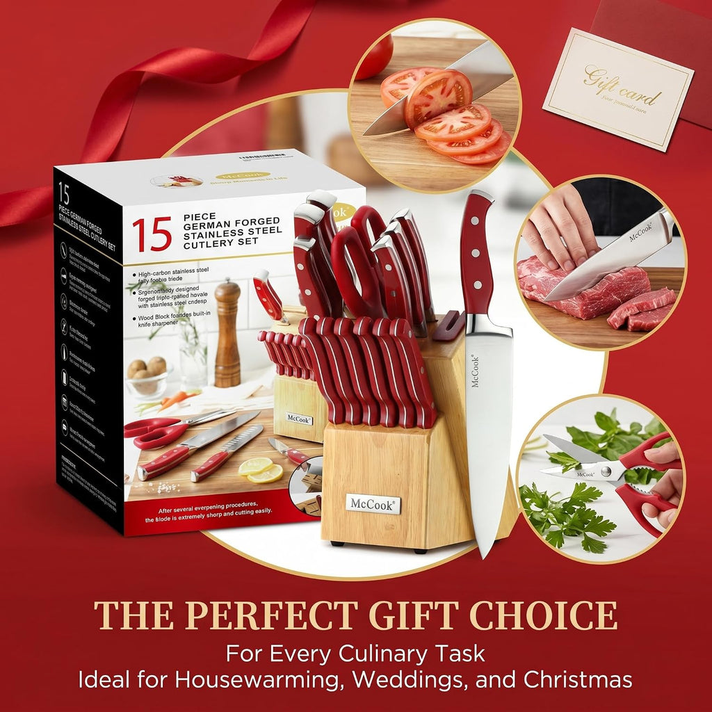 McCook® Juego de cuchillos de cocina de acero inoxidable con bloque...