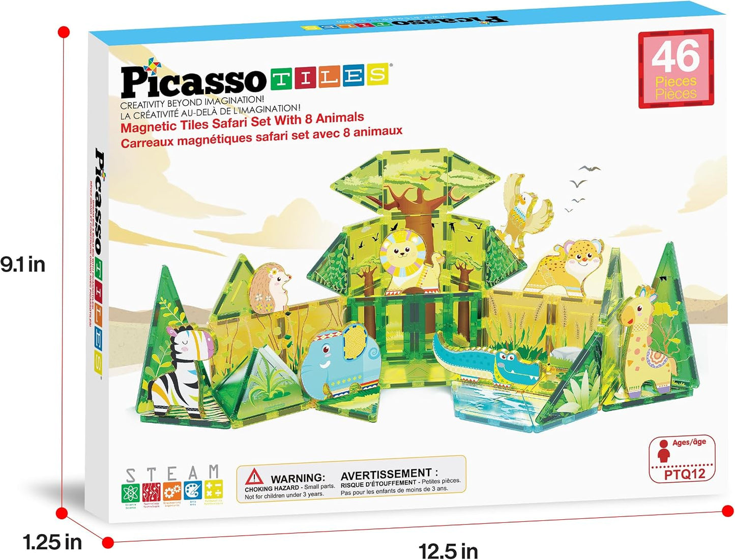 PicassoTiles Juego de bloques de construcción de azulejos magnético...