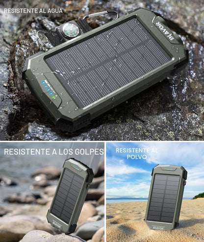 BLAVOR Banco de energía solar de 10,000 mAh, cargador inalámbrico p...
