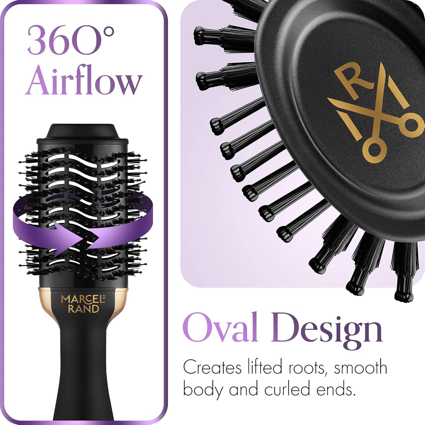 Cepillo secador de pelo ovalado 2 en 1 profesional para mujer, 2.95 pulgadas con estuche rígido de viaje y caja de regalo premium, negro y dorado