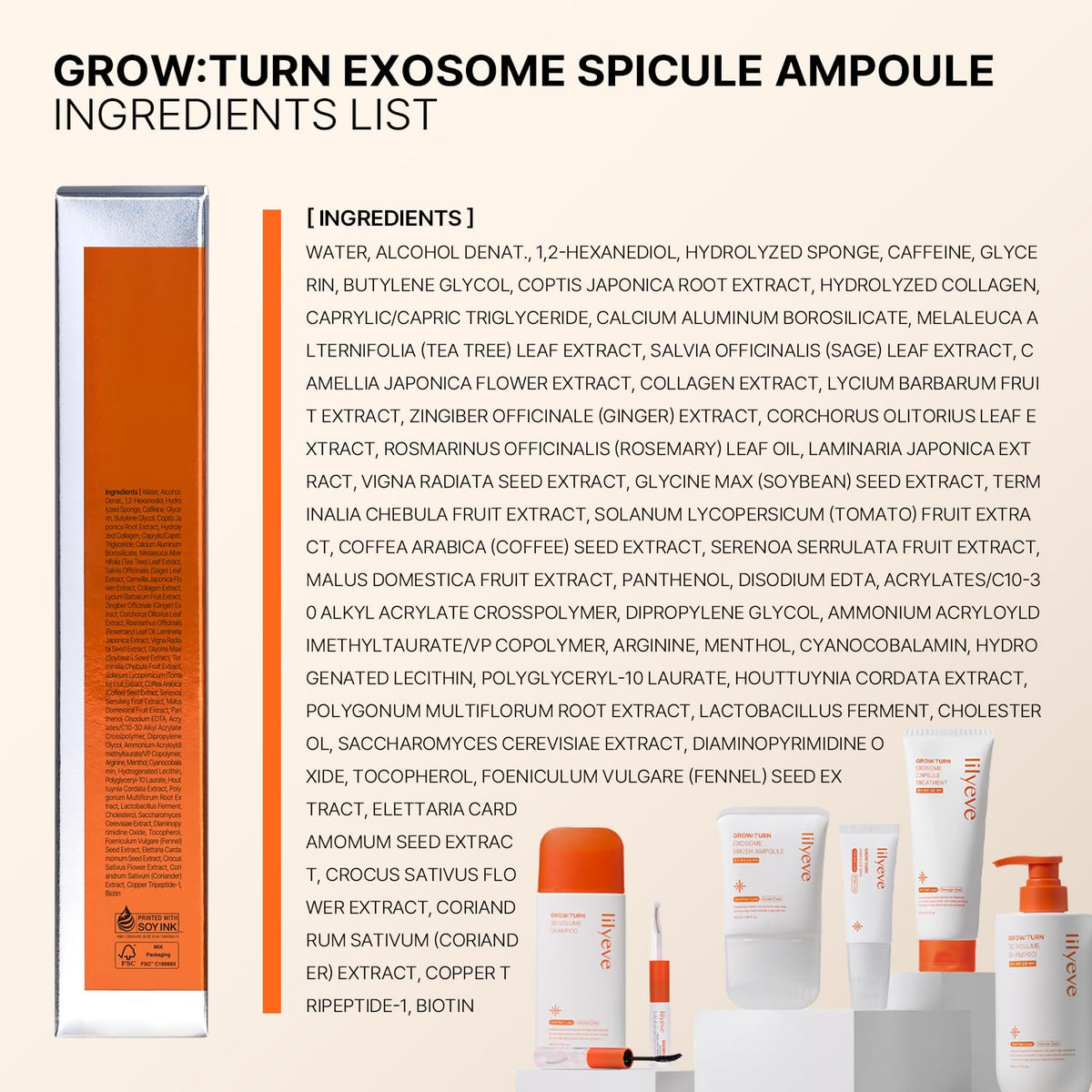 lilyeve GROWTURN Exosome Spicule Ampolla 3000, para el crecimiento...