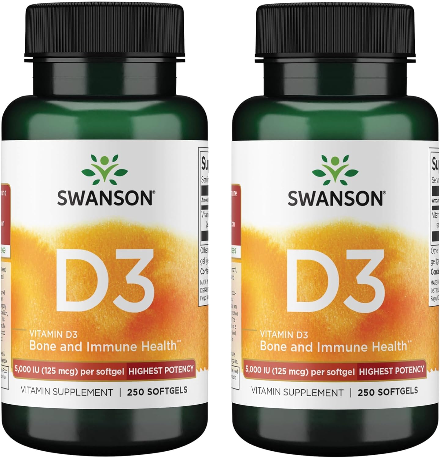 Swanson Vitamina D3 Suplemento de salud ósea, inmune y cardíaca de...