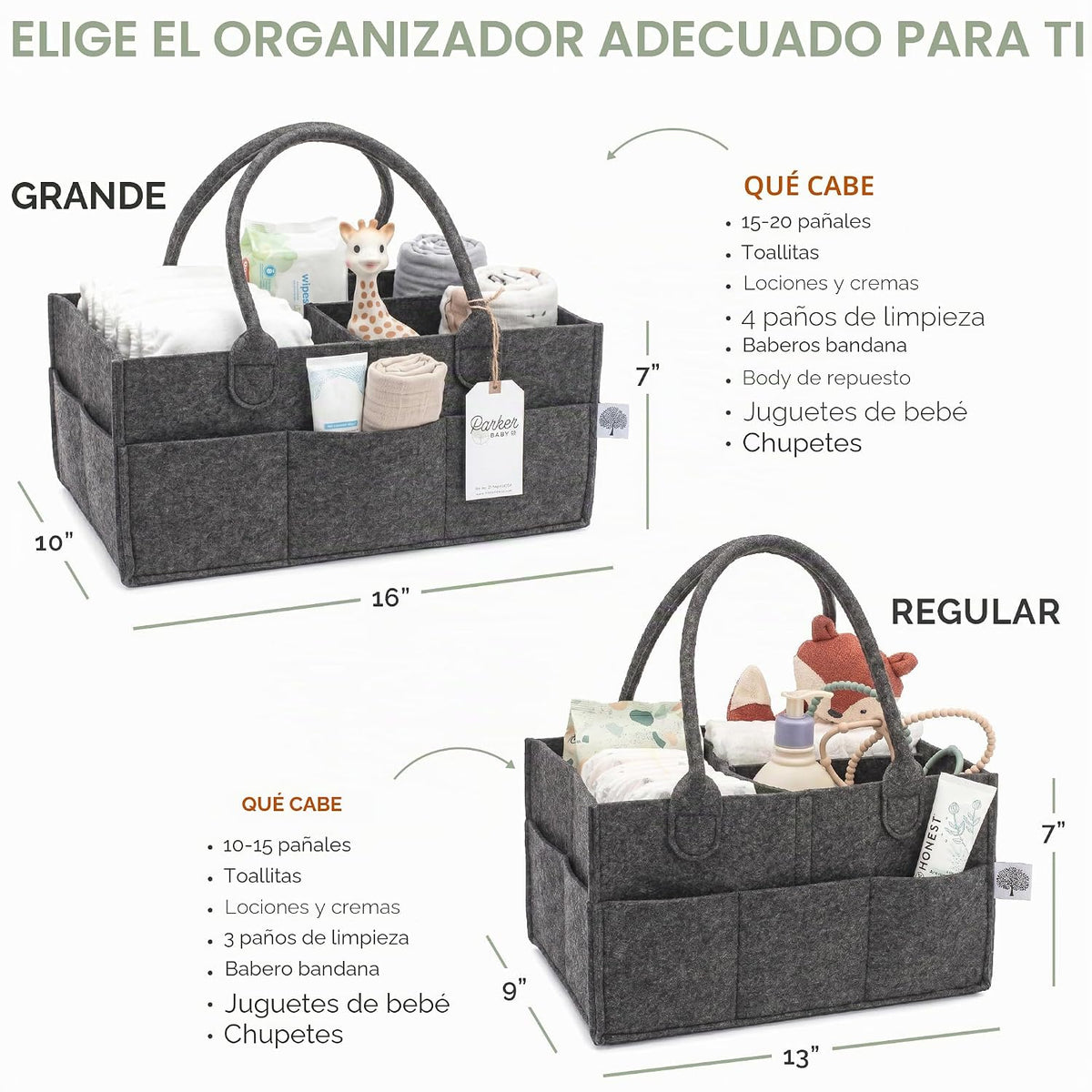 Parker Baby Organizador de pañales para bebé, contenedor para dormi...