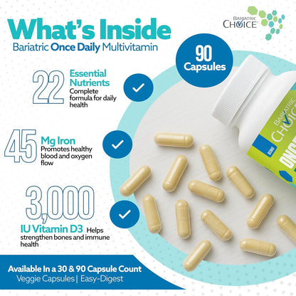 Bariatric Choice Multivitamínico bariátrico una vez al día con 45 m...