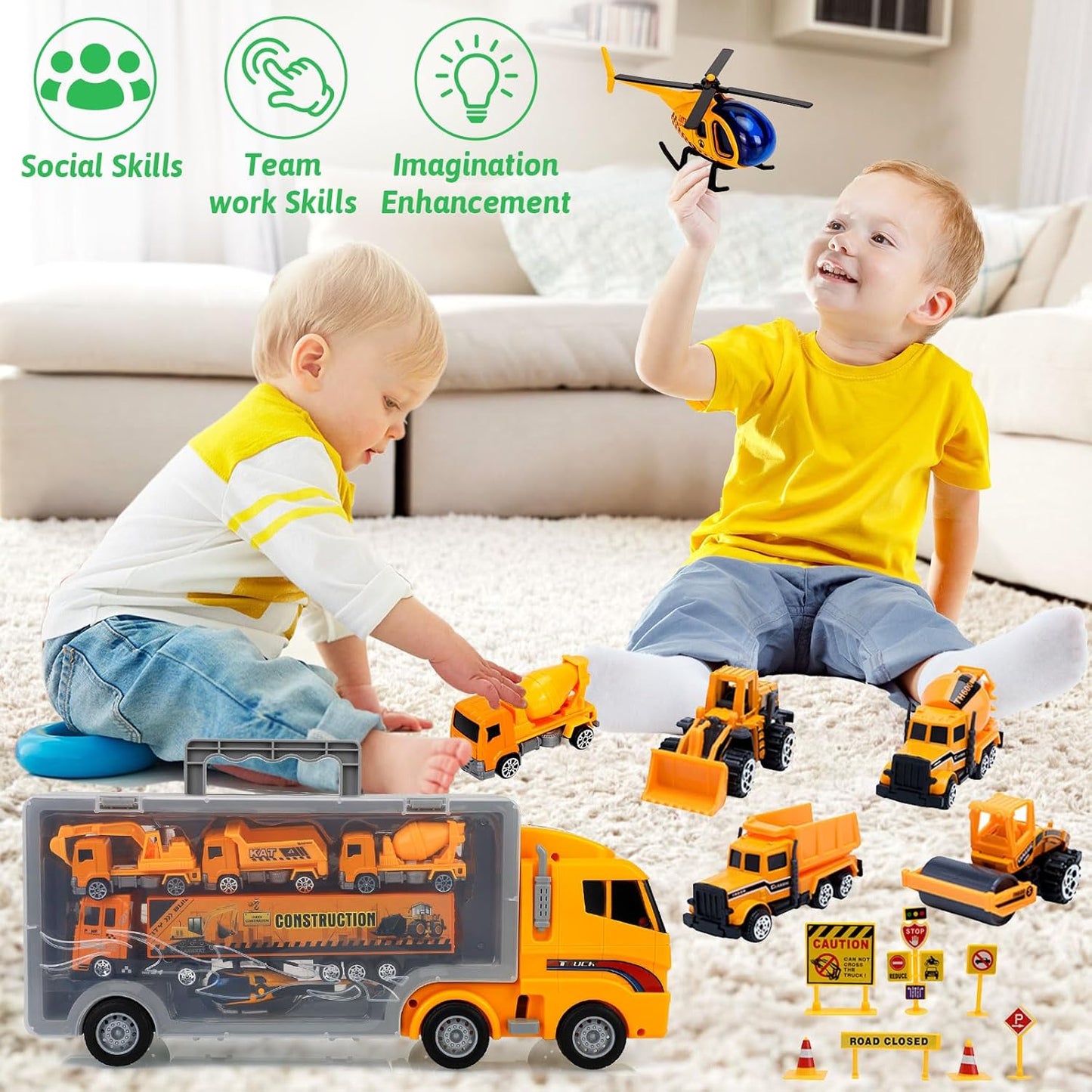 ALOTJOY Juguetes para niños, 13 piezas de automóviles de construcci...