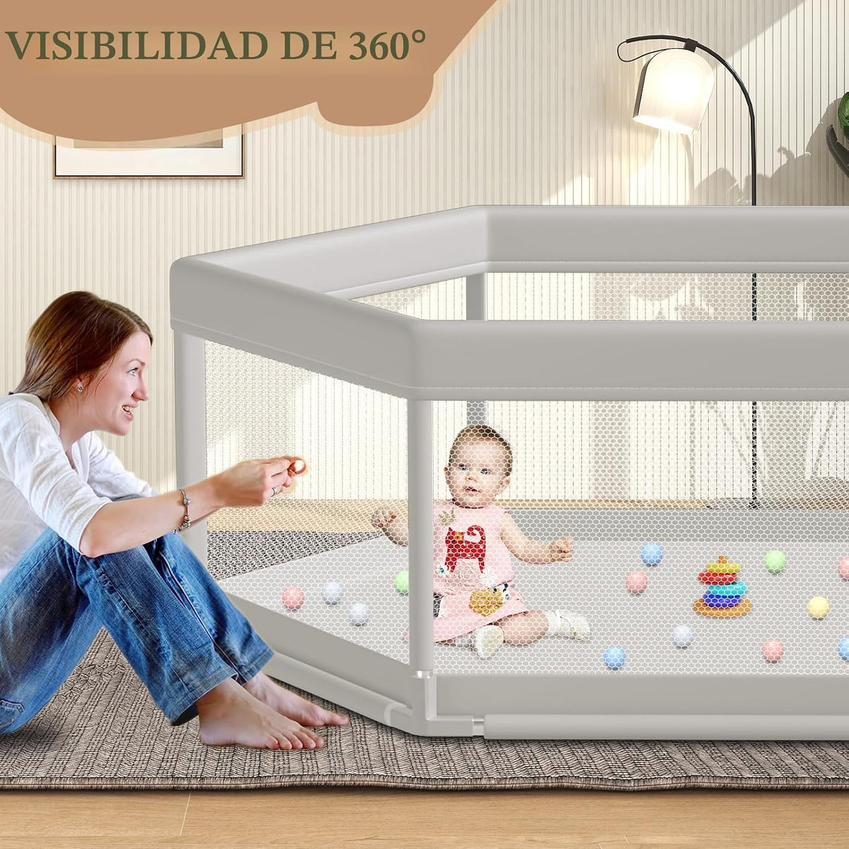 Hiaksedt - Corralito grande para bebés de 65 x 65 pulgadas, corrali...