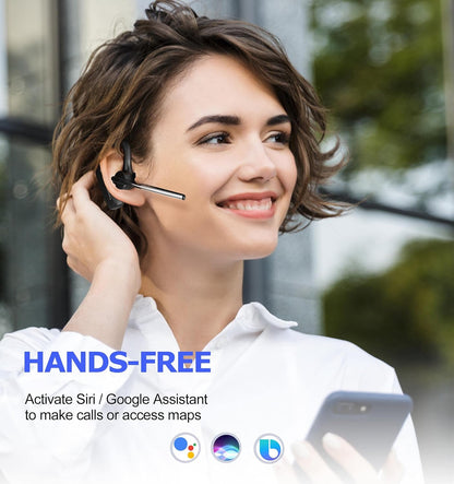 CONAMBO Auriculares Bluetooth V5.1, 16 horas HD Talktime CVC8.0 Dual Mic Cancelación de Ruido Manos Libres Auricular Bluetooth para Teléfono Celular iPhone Android Conducción Negocios Oficina