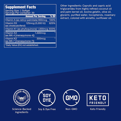 Bulletproof Vitaminas A-D-K Softgels, 30 unidades, suplemento para...