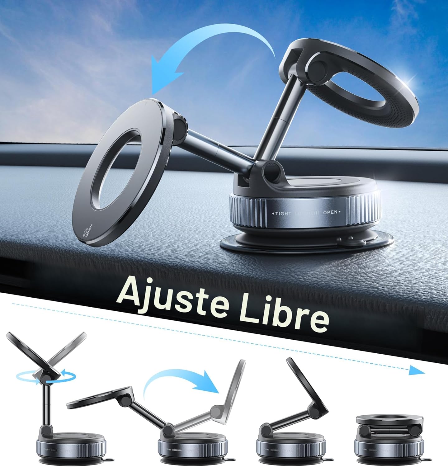 REOKILY Soporte magnético de teléfono para automóvil mejorado al va...