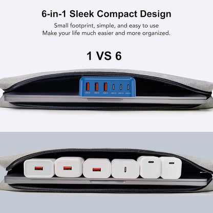 Cargador rápido USB C, 100W GaN estación de carga de 6 puertos tipo...