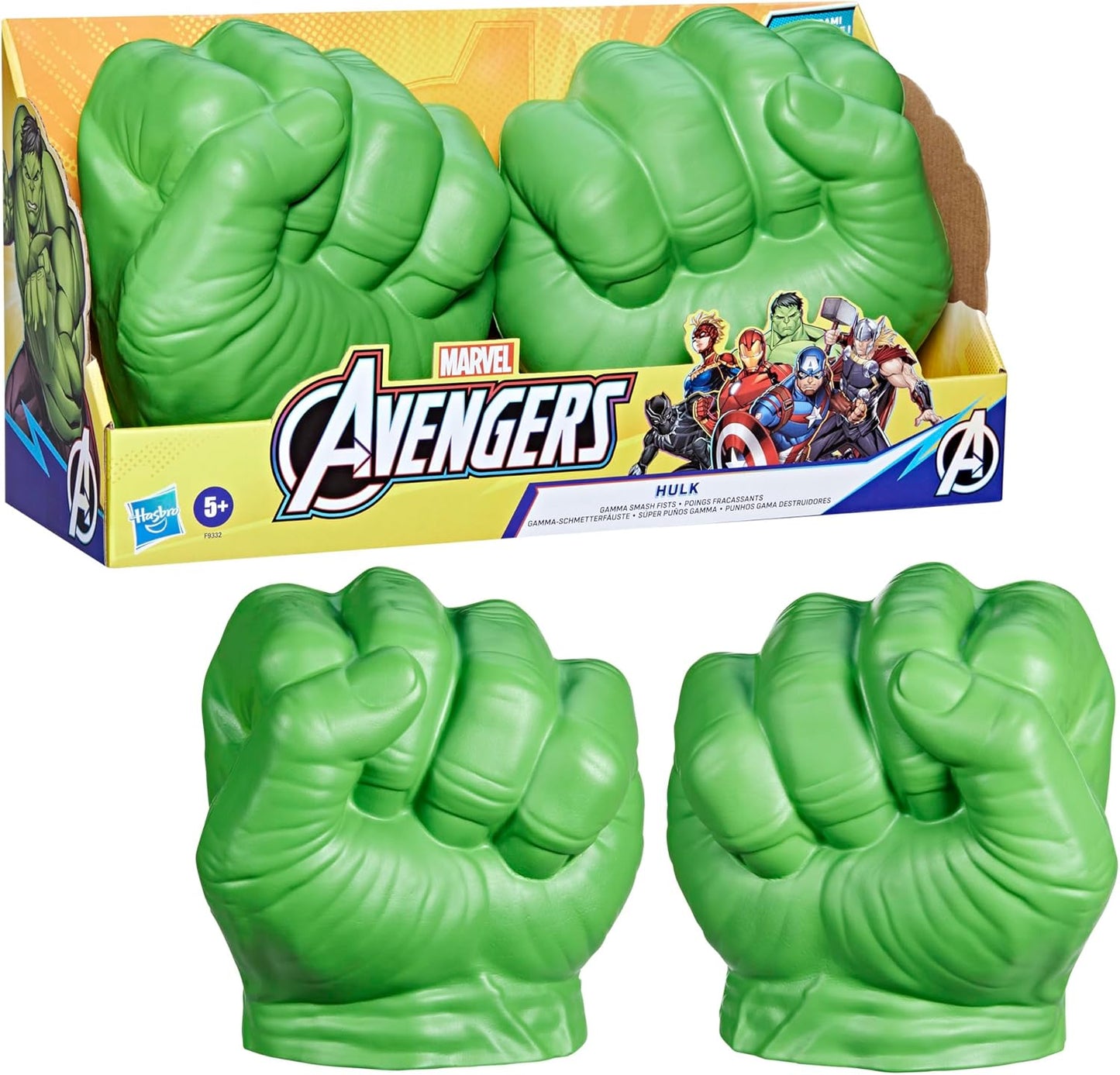 Marvel Puños de Hulk Gamma Smash, juguete de espuma suave para juegos de rol, juguetes de superhéroes de los Vengadores para niños de 5 años en adelante