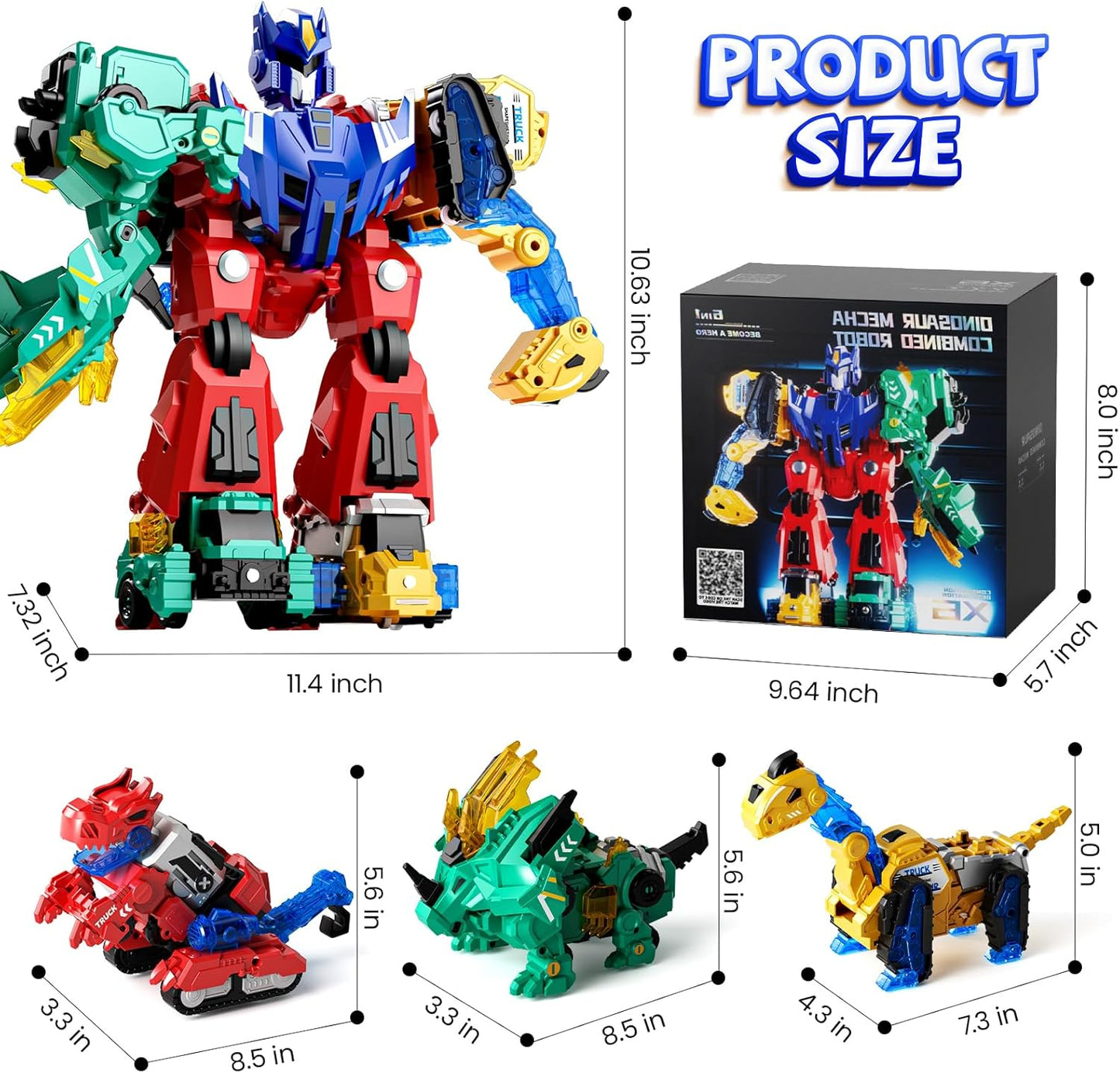 Juguetes magnéticos de robot transformables de dinosaurios, camiones de construcción de dinosaurios 6 en 1 para niños, juguetes magnéticos para niños y niñas de 3, 4, 5, 6, 7, 8, regalo
