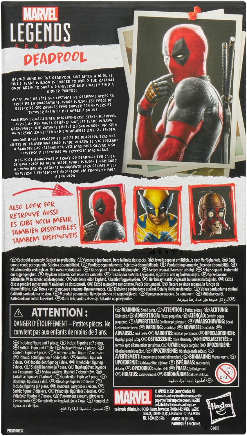 Marvel Legends Series Deadpool, Figura de acción coleccionable de D...