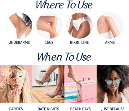 VEET Tiras de cera de azúcar para depilación corporal de mujer, kit de depilación de bikini, púbico, dermatológicamente probado para áreas corporales e íntimas, 40 tiras de cera con manteca de karité