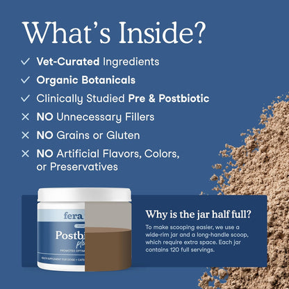Fera Pets Postbiotics Plus Prebióticos para perros y gatos - con ol...