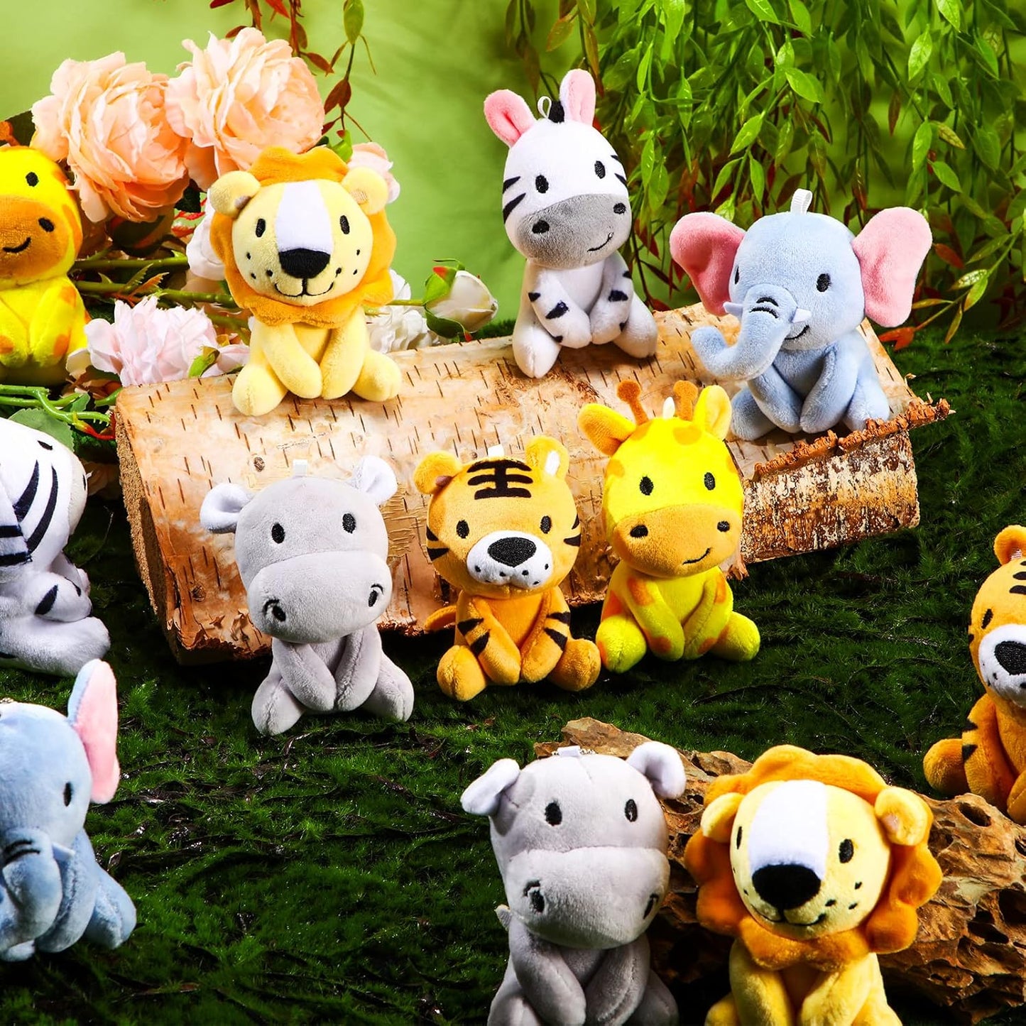 Suilung 12 Piezas Mini Animales de Peluche de Safari a Granel de 4&...