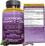 Viva Naturals Saúco con vitamina C y zinc para adultos - 5 en 1 Cáp...