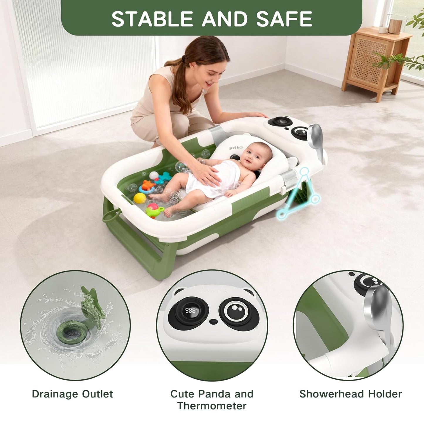 Bañera plegable para recién nacidos a niños pequeños (0-24 meses),...