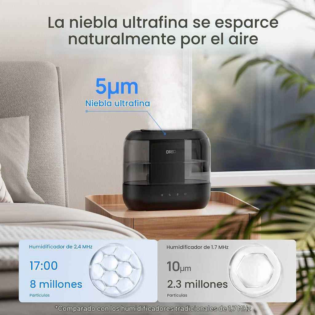 Dreo Humidificadores para dormitorio, llenado superior de 4L para h...