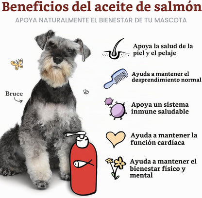 Aceite de salmón para perros y gatos, piel y pelaje saludables, ace...