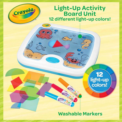 Crayola Tablero de actividades iluminado, juguete sensorial para niños pequeños y niños, caja de luz, tablero para colorear iluminado, juguete educativo, regalo para niños pequeños, a partir de 1 año