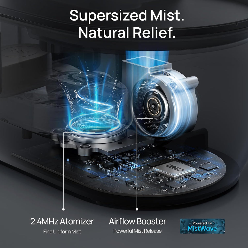 Dreo Humidificadores para dormitorio, llenado superior de 4L para h...