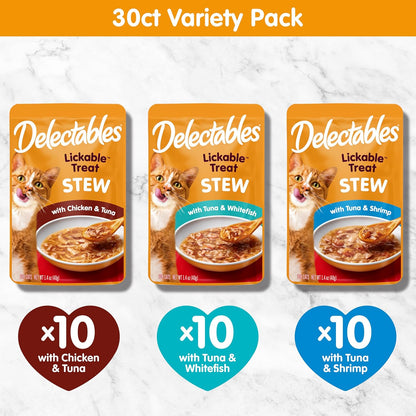 Delectables Lickable Treat Stew Wet Cat Treats - Paquete variado de...