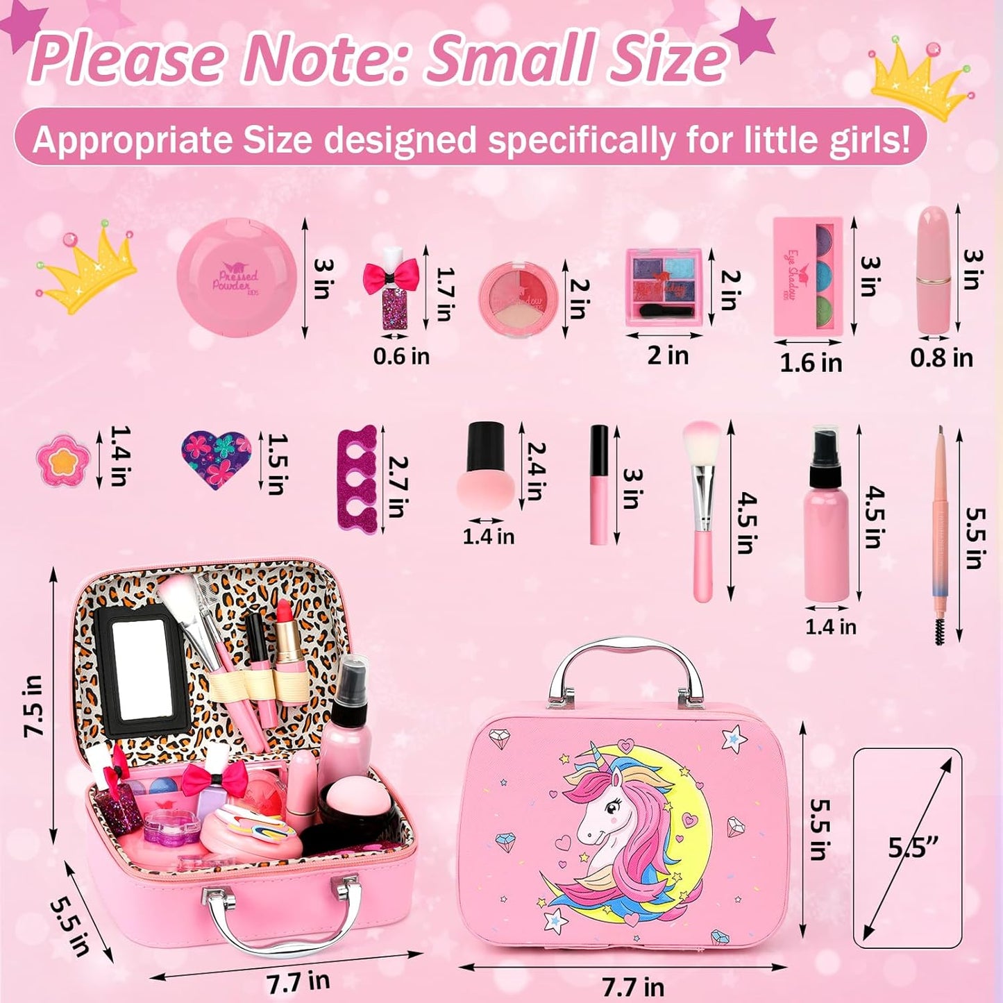 For Ideahome Juguetes de maquillaje lavables para niñas, juego de maquillaje real, kit de maquillaje para niñas pequeñas, princesa, regalo de cumpleaños de Navidad, juguetes para niñas de 4, 5, 6, 7