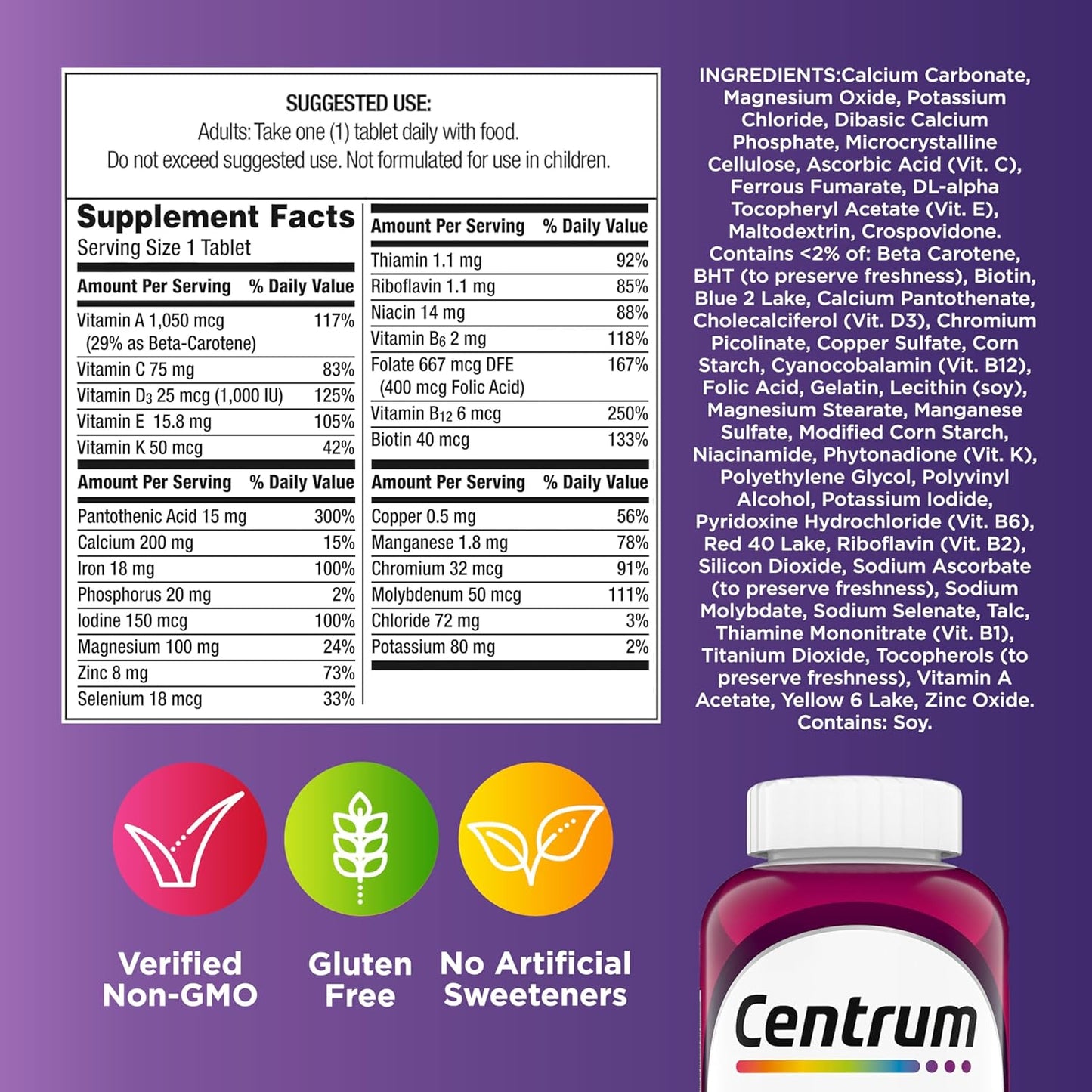 Centrum Multivitamínico para mujeres, suplemento multivitamínico\/m...