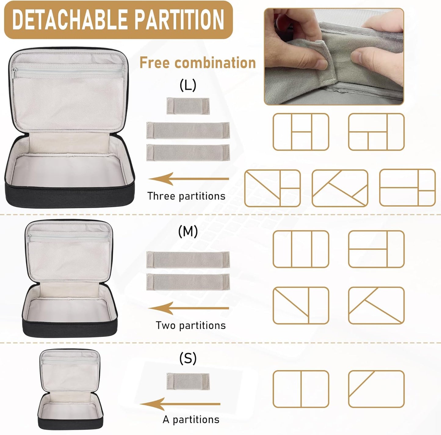 AKOZLIN Estuche organizador de cables con divisor ajustable, 3 unid...