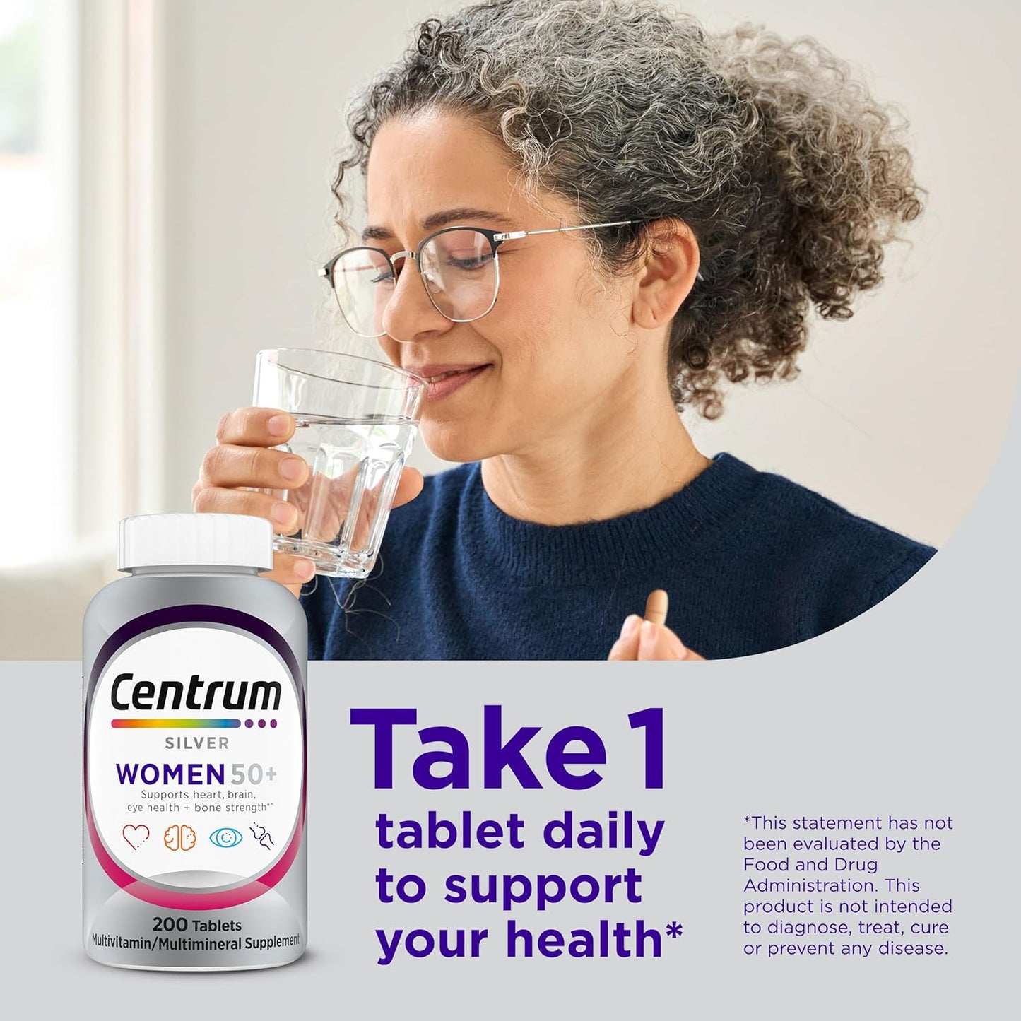 Centrum Silver - Multivitamínico para mujeres 50 Plus, suplemento m...