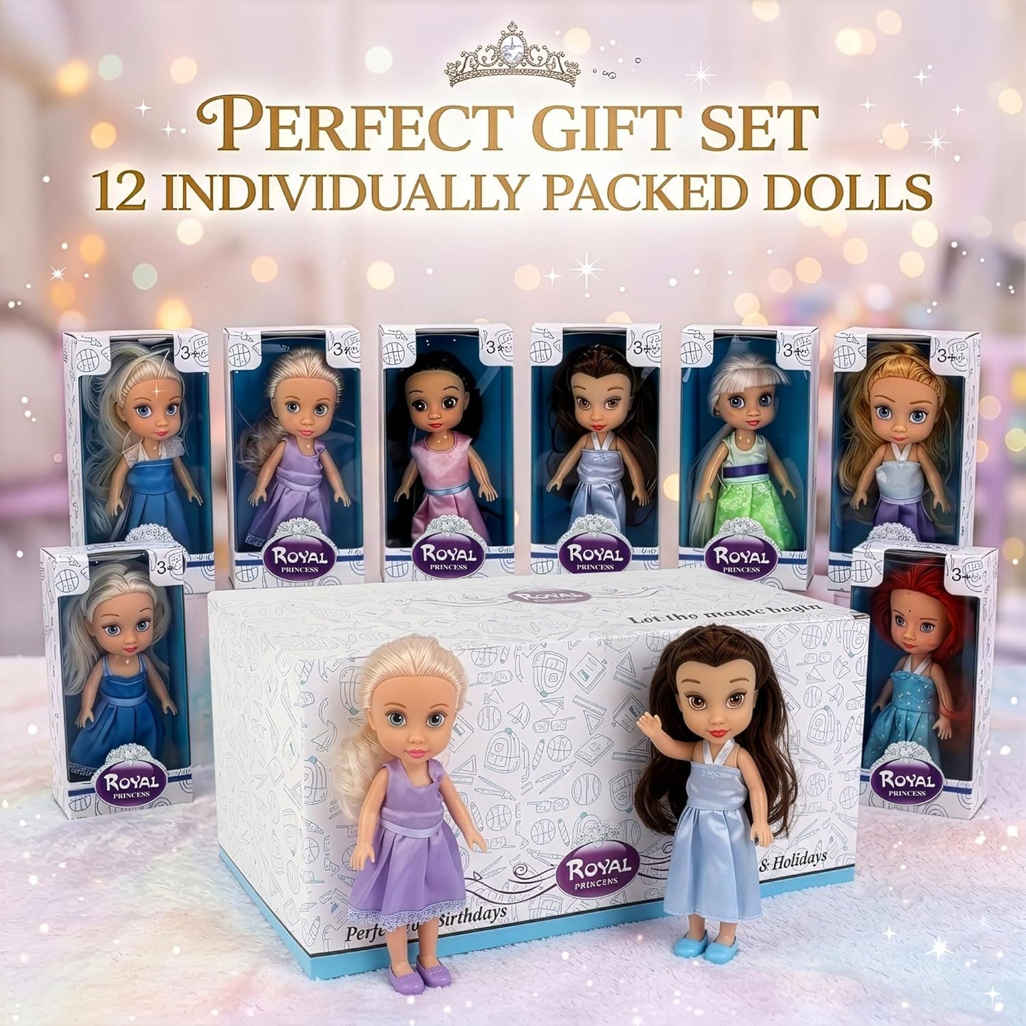 Liberty Imports Paquete de 12 Muñecas Pequeñas de Princesa Real - J...