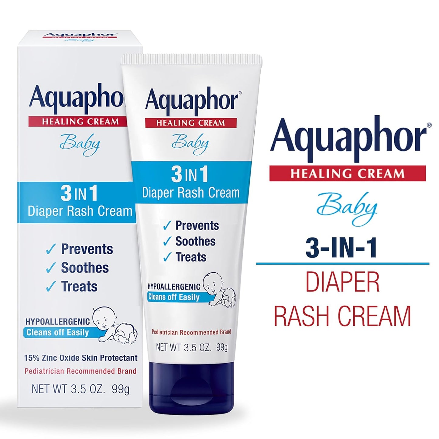 Crema para sarpullido del pañal del bebé Aquaphor de 3.6 oz (paqete de 3)