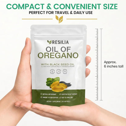 Resilia Oil Of Oregano Cápsulas blandas con aceite de semilla negra...