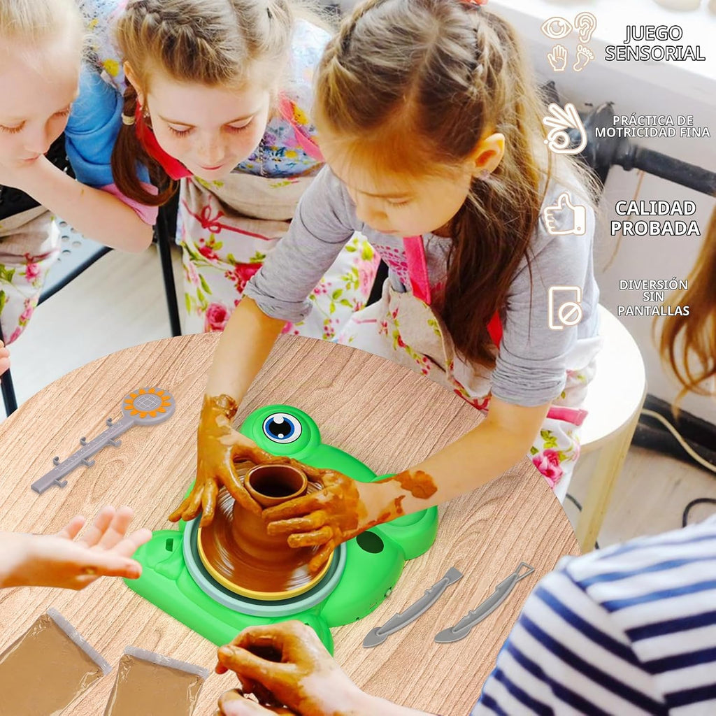Rueda de alfarería para niños - Kit completo de pintura de cerámica...
