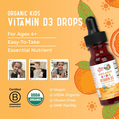 MaryRuth Organics USDA Orgánico Gotas Líquidas de Vitamina D3 para...