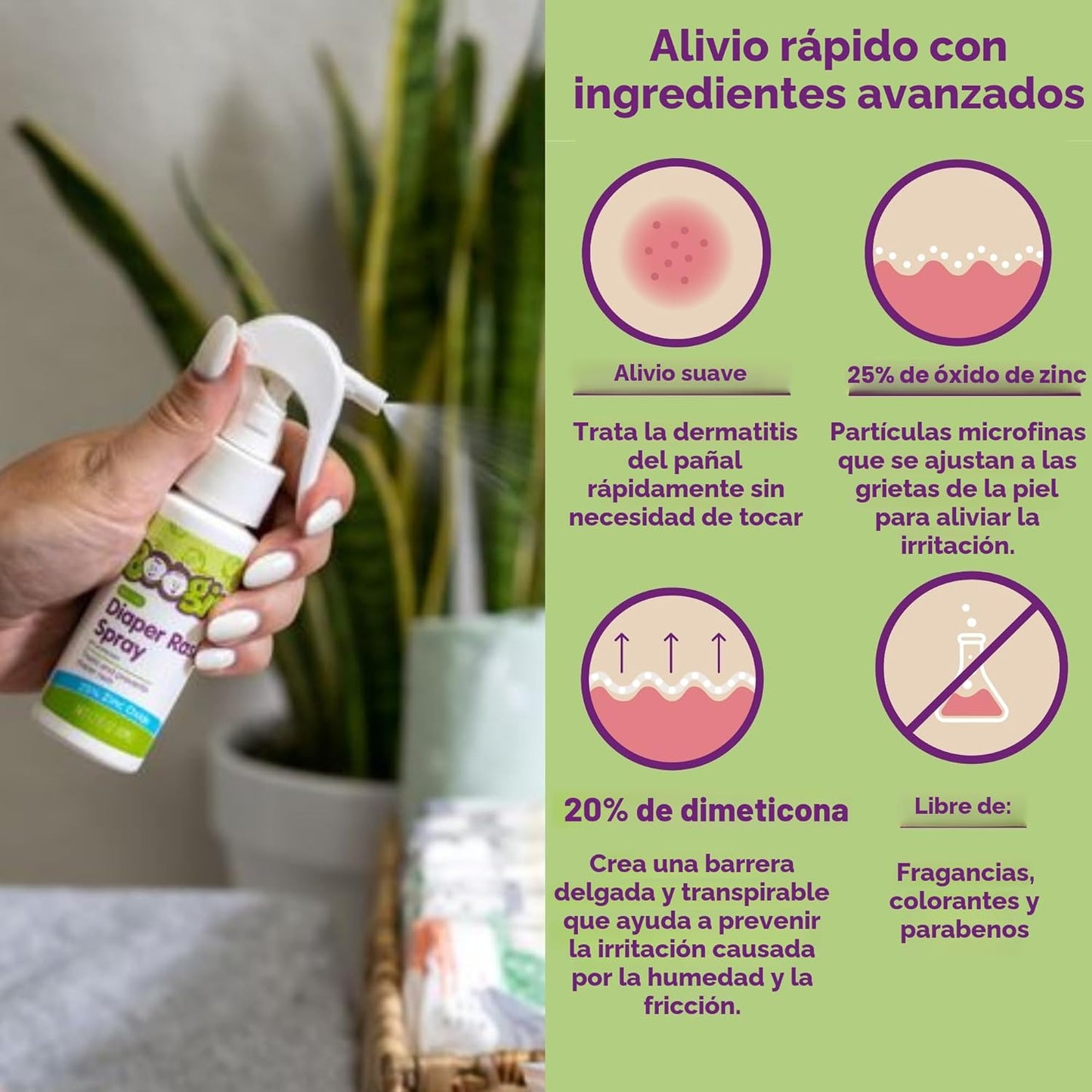 Boogie Spray para sarpullido de pañales sin frotar \u2013 (paquete...