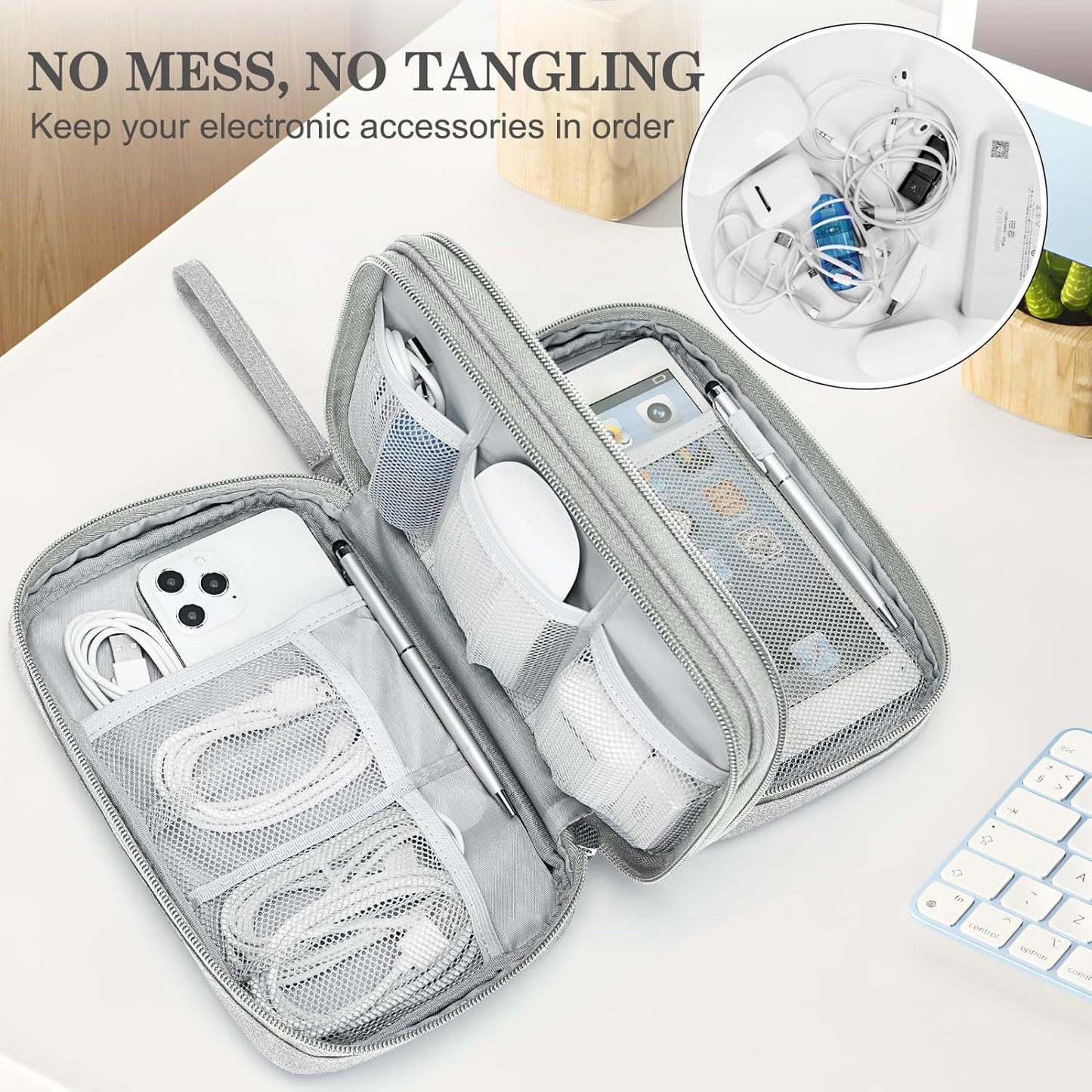 FYY Organizador grande para accesorios electrónicos, para viajes, p...