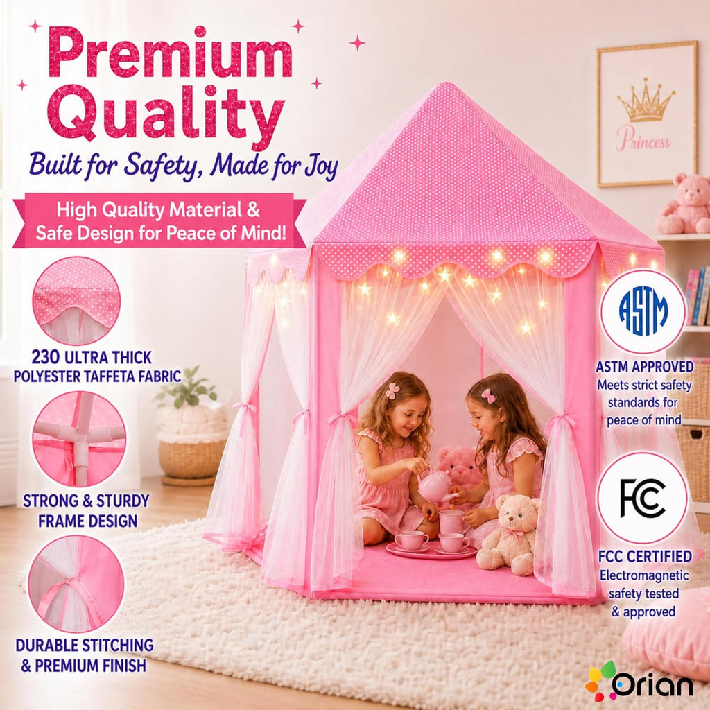 Tienda de campaña ORIAN Princess para niñas, tienda de juegos rosa...