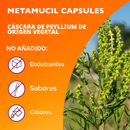 Cápsulas de suplemento de fibra Metamucil psyllium 100 unidades, 30...