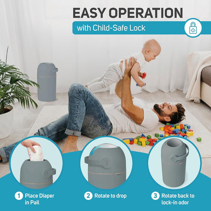 L.A. BABY Magic - Cubo para pañales \u2013 Sistema patentado 100% l...
