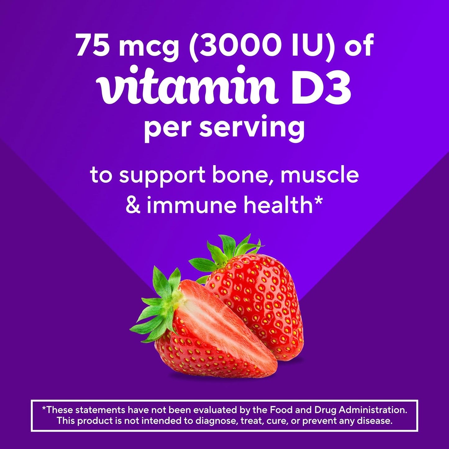Vitafusion Vitamina D3 de Fuerza Extra en Gomita, Sabor a Fresa par...