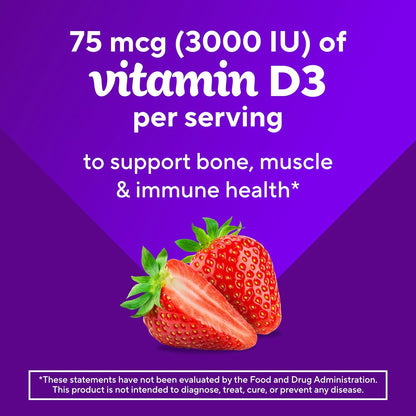 Vitafusion Vitamina D3 de Fuerza Extra en Gomita, Sabor a Fresa par...