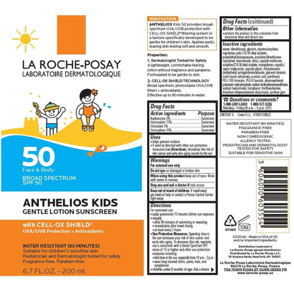 La Roche-Posay Anthelios Loción protectora solar para niños SPF 50,...