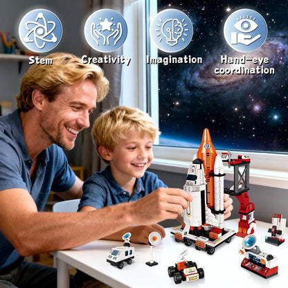 Kit de bloques de construcción de cohetes espaciales 12 en 1, juguete educativo STEM de 6 a 12 años, juego de montaje creativo de 566 piezas para niños