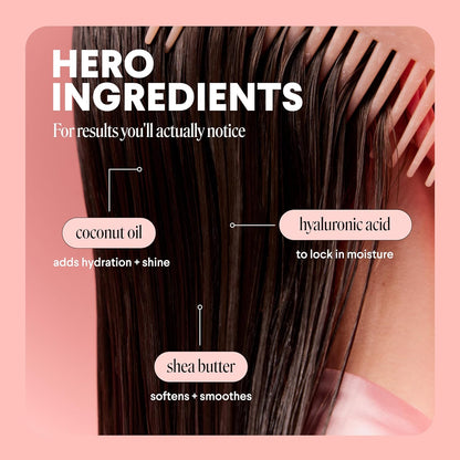 MONDAY HAIRCARE Champú hidratante + acondicionador para cabello seco, grueso, estresado y encrespado, hecho con aceite de coco, proteína de arroz, manteca de karité y vitamina E, todo natural, 12