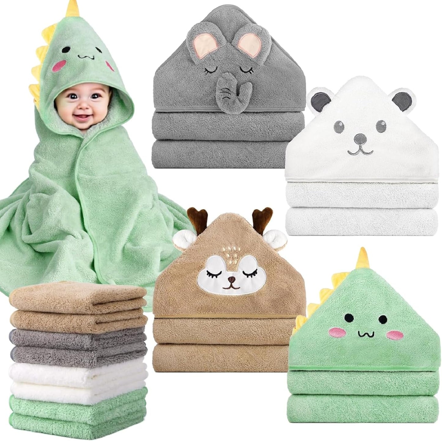 CandyHome Juego de 12 toallas de baño para bebés y niños pequeños,...