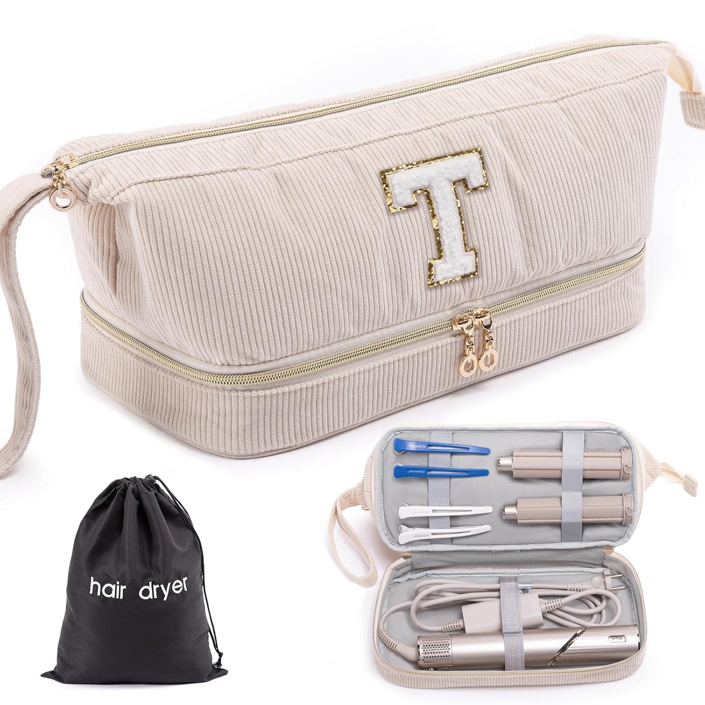 Estuche Personalizado Inicial para Secador de Pelo, Estuche de Tran...
