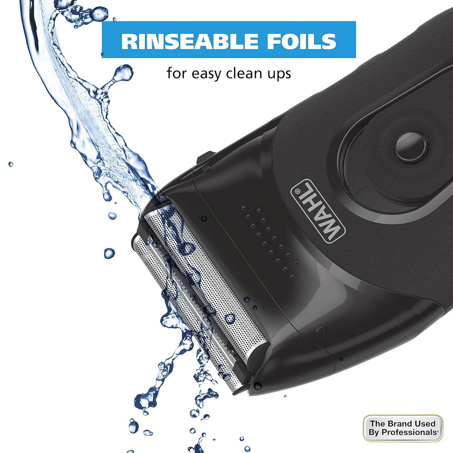 Wahl Kit compacto de afeitadora de iones de litio recargable con láminas higiénicas enjuagables y barra cortadora con láminas flexibles dobles que se mueven con los contornos de tu cara - 7065